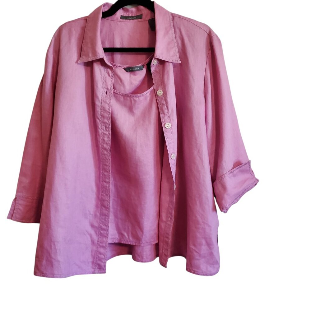 Liz Claiborne Two Piece Linen Jacket and Sleeveless Blouse XL